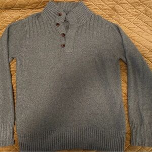 Men's Gray Zip-Neck Knit Sweater